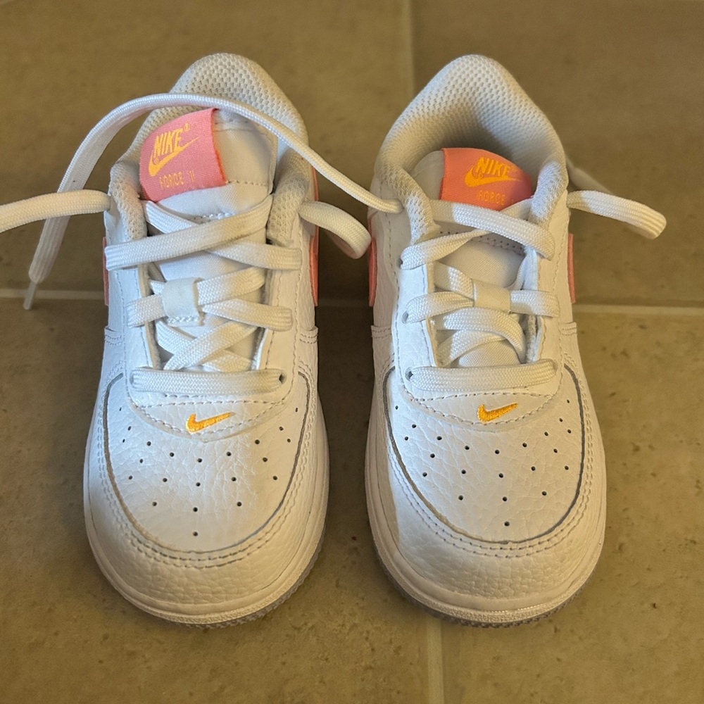 Nike White and Orange Infant Sneakers with Classic Design